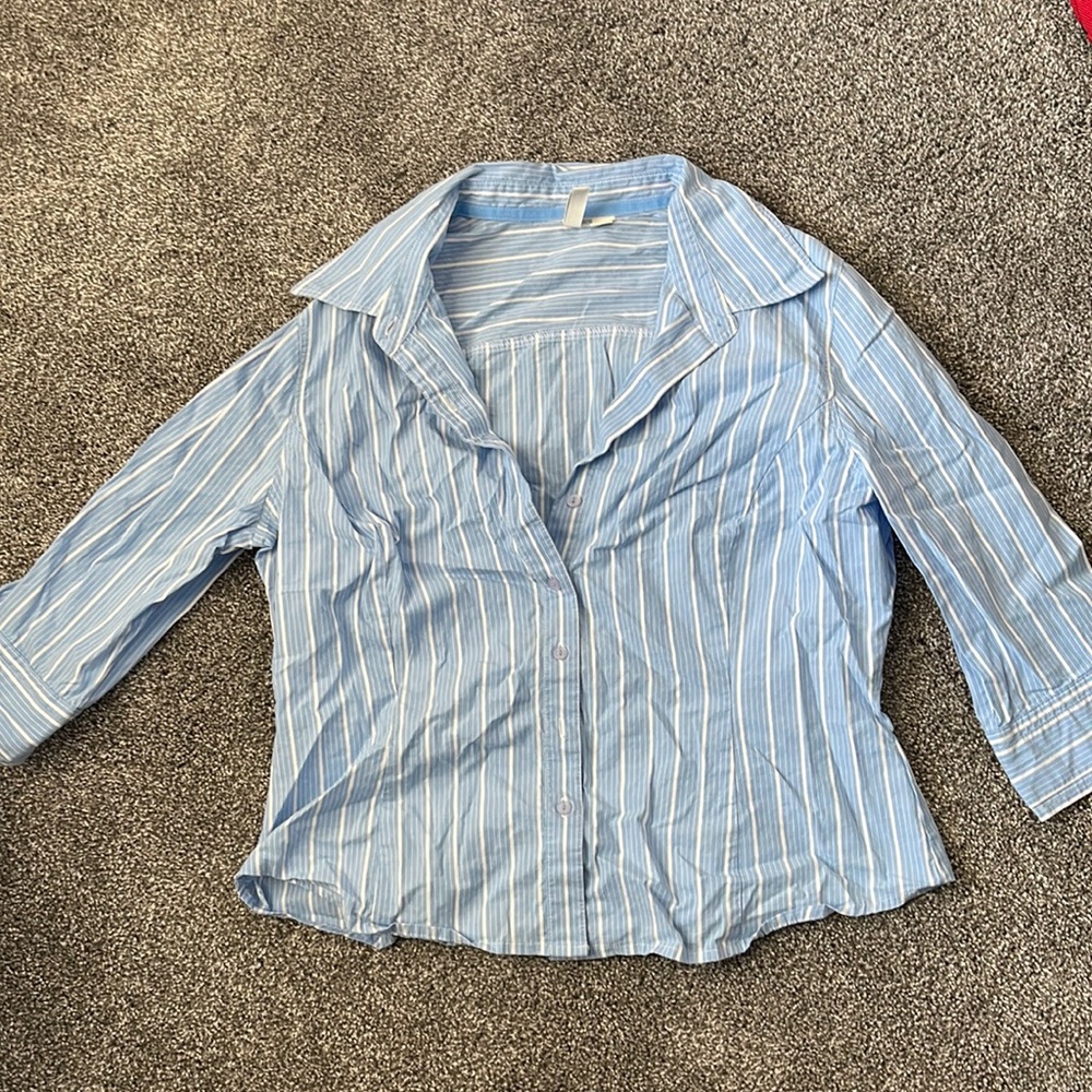 Blue & white striped button down